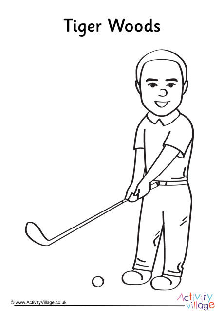Tiger Woods Colouring Page