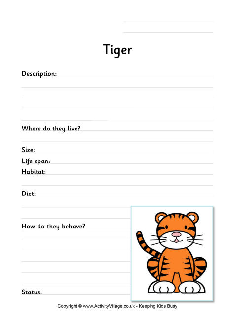 Tiger worksheet