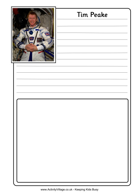 Tim Peake Notebooking Page