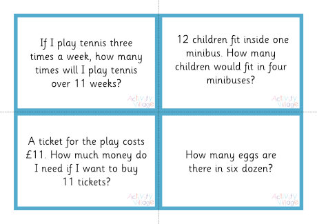 Times tables story sums 4