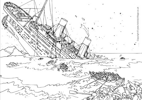 Titanic sinking colouring page