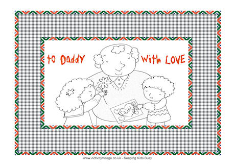 To daddy with love colouring page