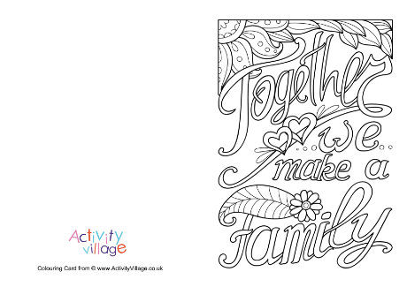 Together we make a family colouring card