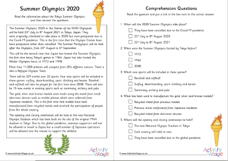 Tokyo 2020 Comprehension Multiple Choice