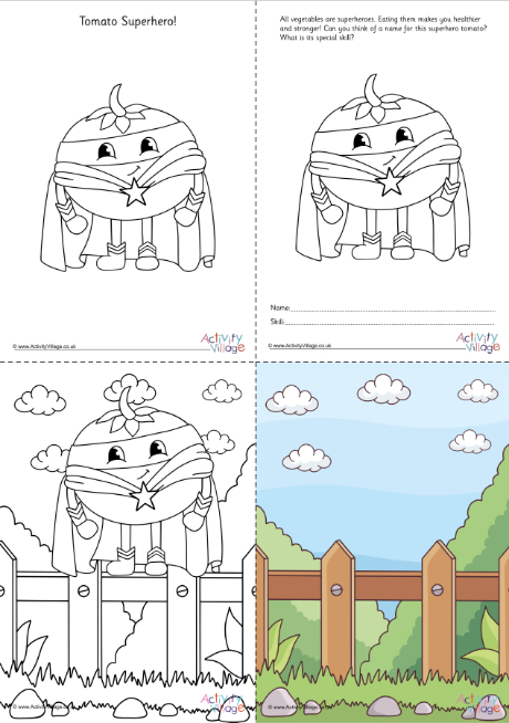 Tomato Superhero colouring set