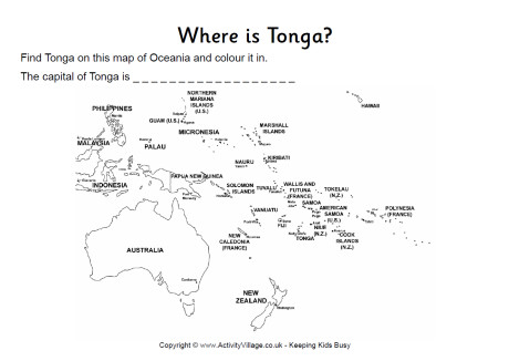 Tonga location worksheet