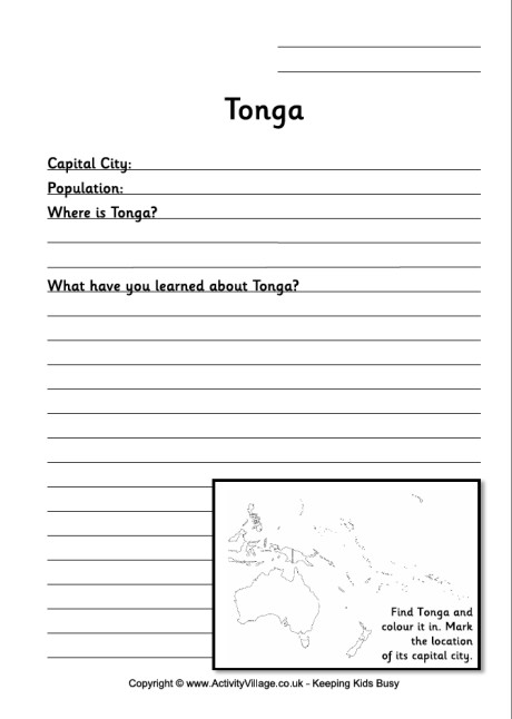 Tonga worksheet