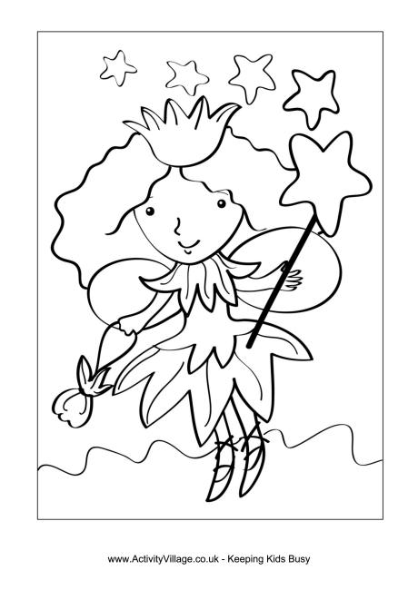 Tooth fairy colouring page