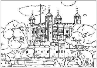 Tower of London colouring page, London colouring pages