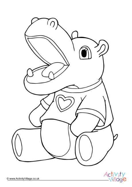 Toy Hippo Colouring Page