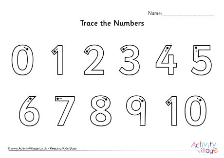 Trace the numbers 0 to 10