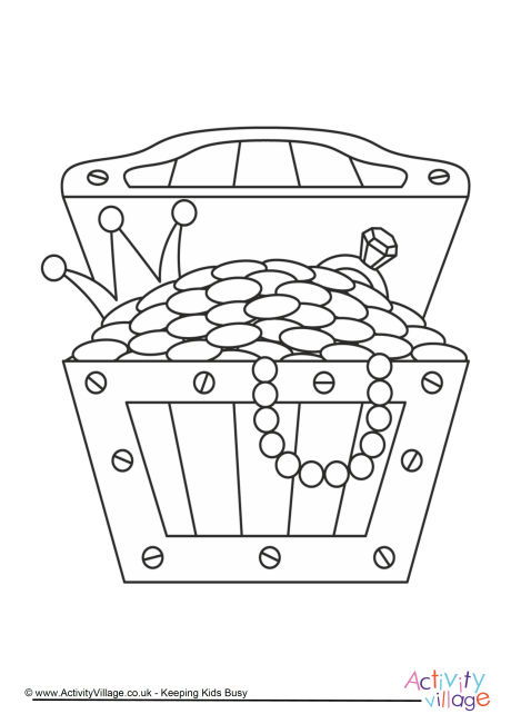 Treasure chest colouring page