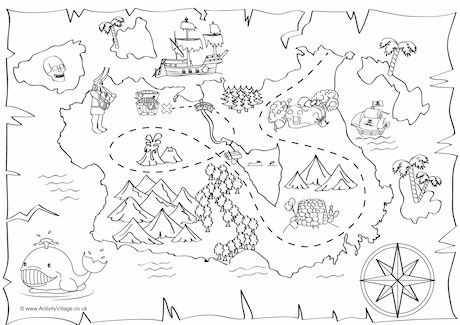 Treasure Map Colouring Page