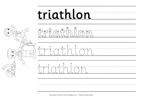 Triathlon handwriting worksheet