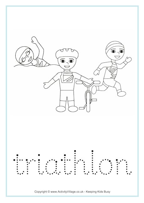 Triathlon tracing worksheet