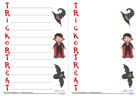 Trick Or Treat Acrostic Poem Printable