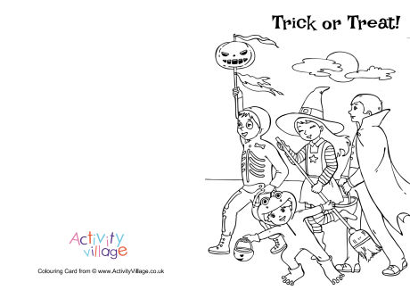 Trick or treat colouring card