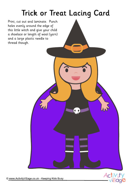 Trick or treat lacing card 1