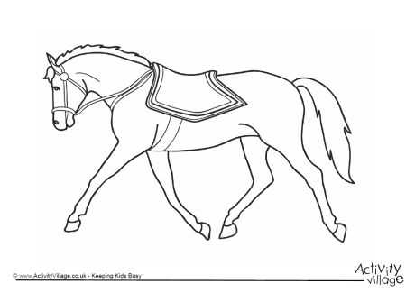 Trotting horse colouring page