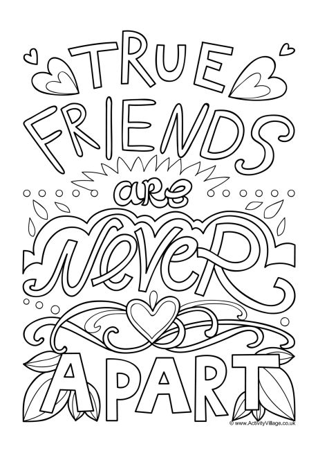 Download True Friends Are Never Apart Colouring Page