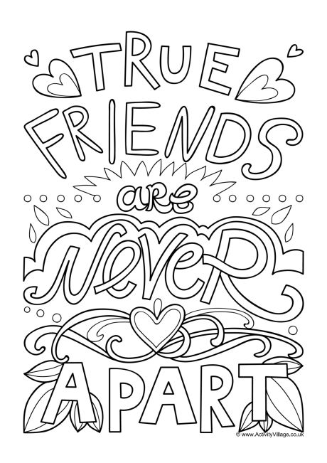 True friends are never apart colouring page