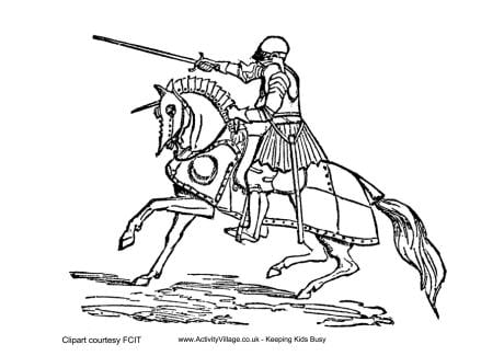 Tudor knight colouring page