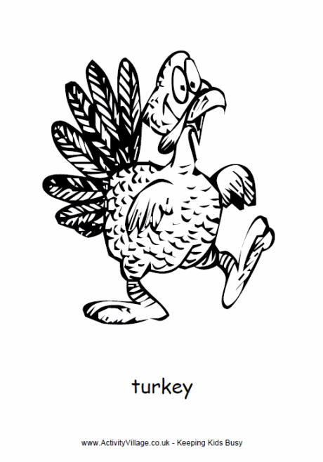 Turkey cartoon colouring page