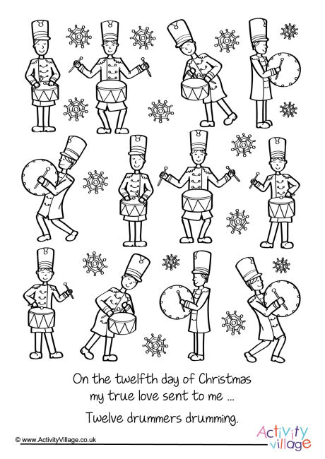 Twelve Drummers Drumming Colouring Page Twelve Drummers Drumming Colouring Page