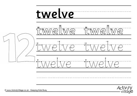 Twelve handwriting worksheet