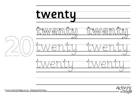 Twenty handwriting worksheet