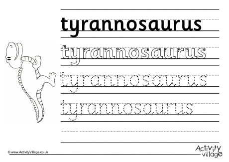 Tyrannosaurus Handwriting Worksheet Tyrannosaurus Handwriting Worksheet