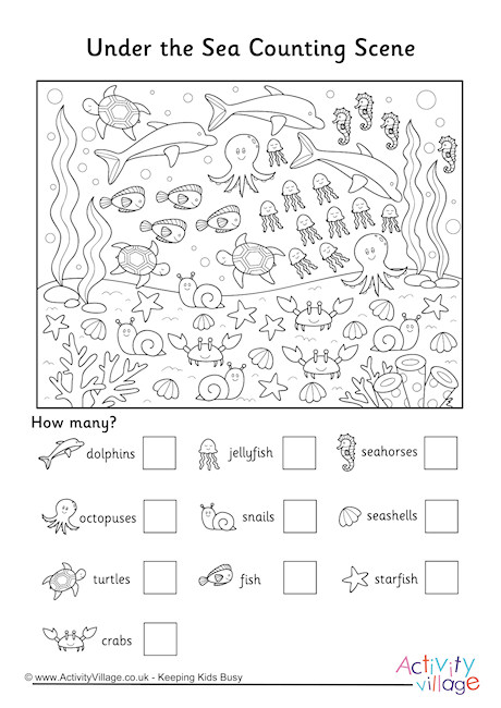 Under the Sea Counting Scene Worksheet Under the Sea Counting Scene Worksheet