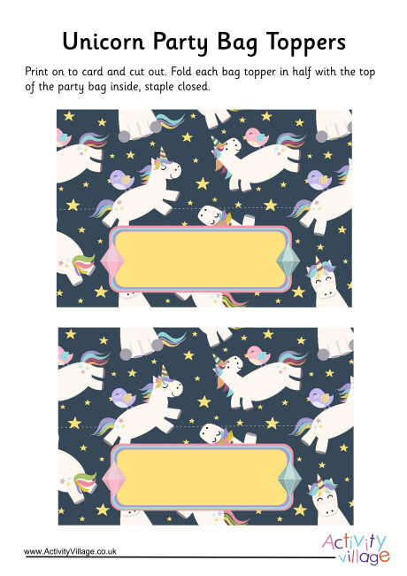Unicorn Party Bag Toppers Unicorn Party Bag Toppers