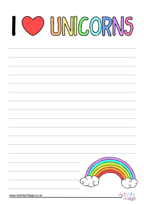 Unicorns Writing Paper 2