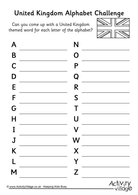 United Kingdom Alphabet Challenge