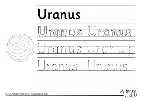 Uranus handwriting worksheet