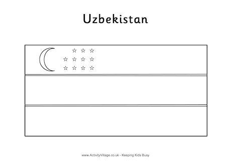 Download Uzbekistan Flag Colouring Page