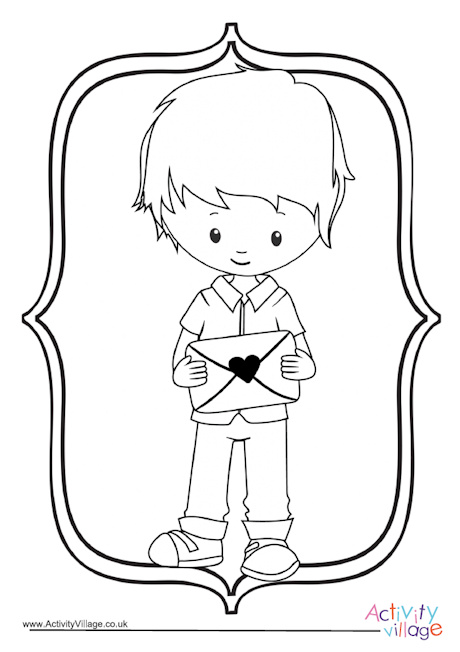 Valentine Boy colouring page 1