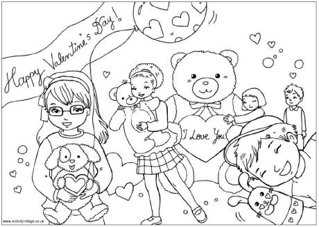 Valentine fun colouring page