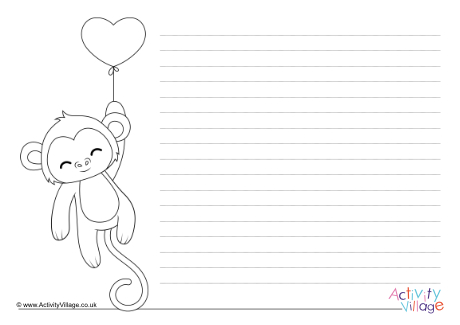 Valentine monkey writing paper