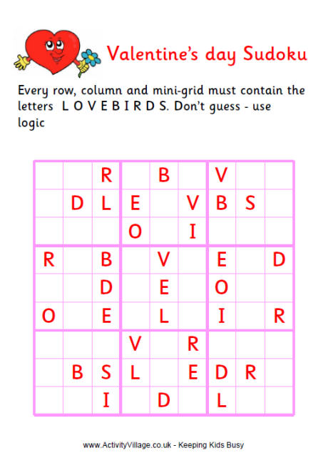Valentine word sudoku - difficult
