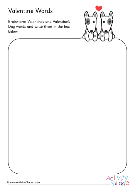Valentine words worksheet