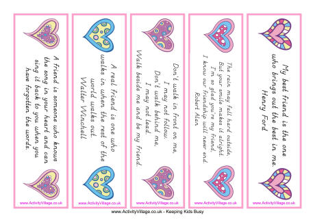 Valentine bookmarks - friendship