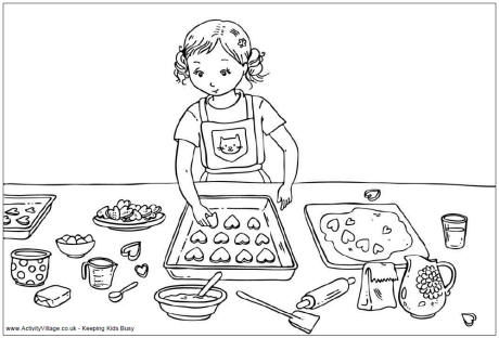 Valentine's Day baking colouring page