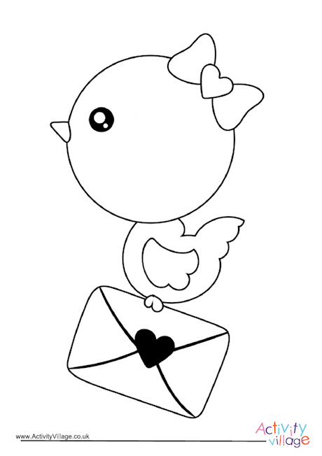 Valentine's Day chick colouring page