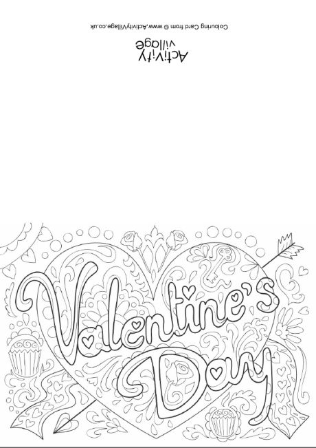 Valentine's Day doodle colouring card