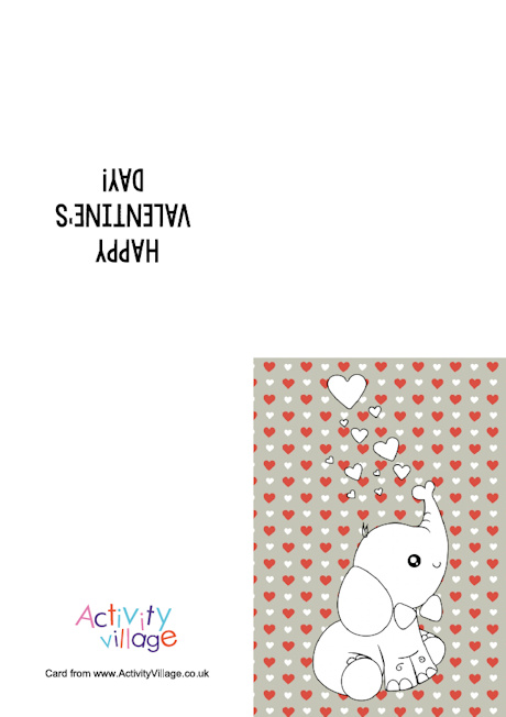 Valentine's Day elephant colour pop colouring card