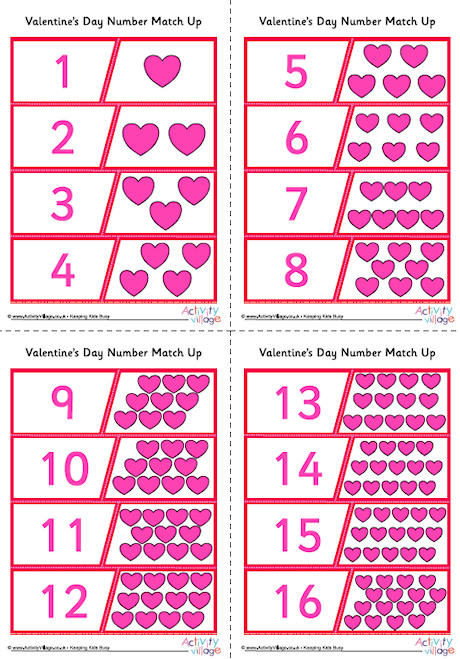 Valentine's Day Number Match Up Valentine's Day Number Match Up