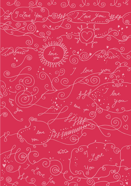 Valentines Day scrapbook paper - doodles