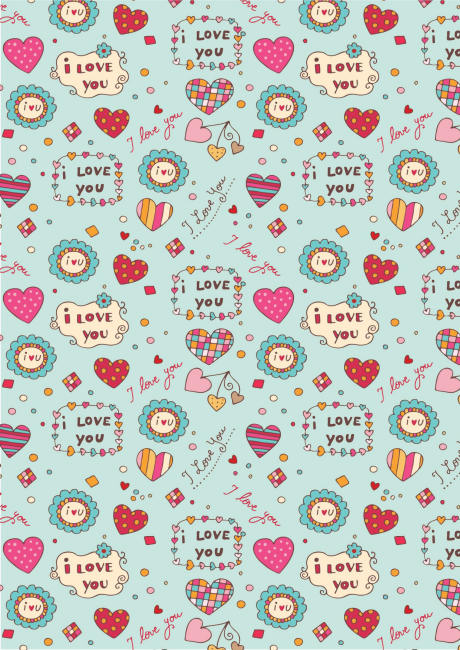 Valentines Day scrapbook paper - I Love You mint Valentines Day scrapbook paper - I Love You mint